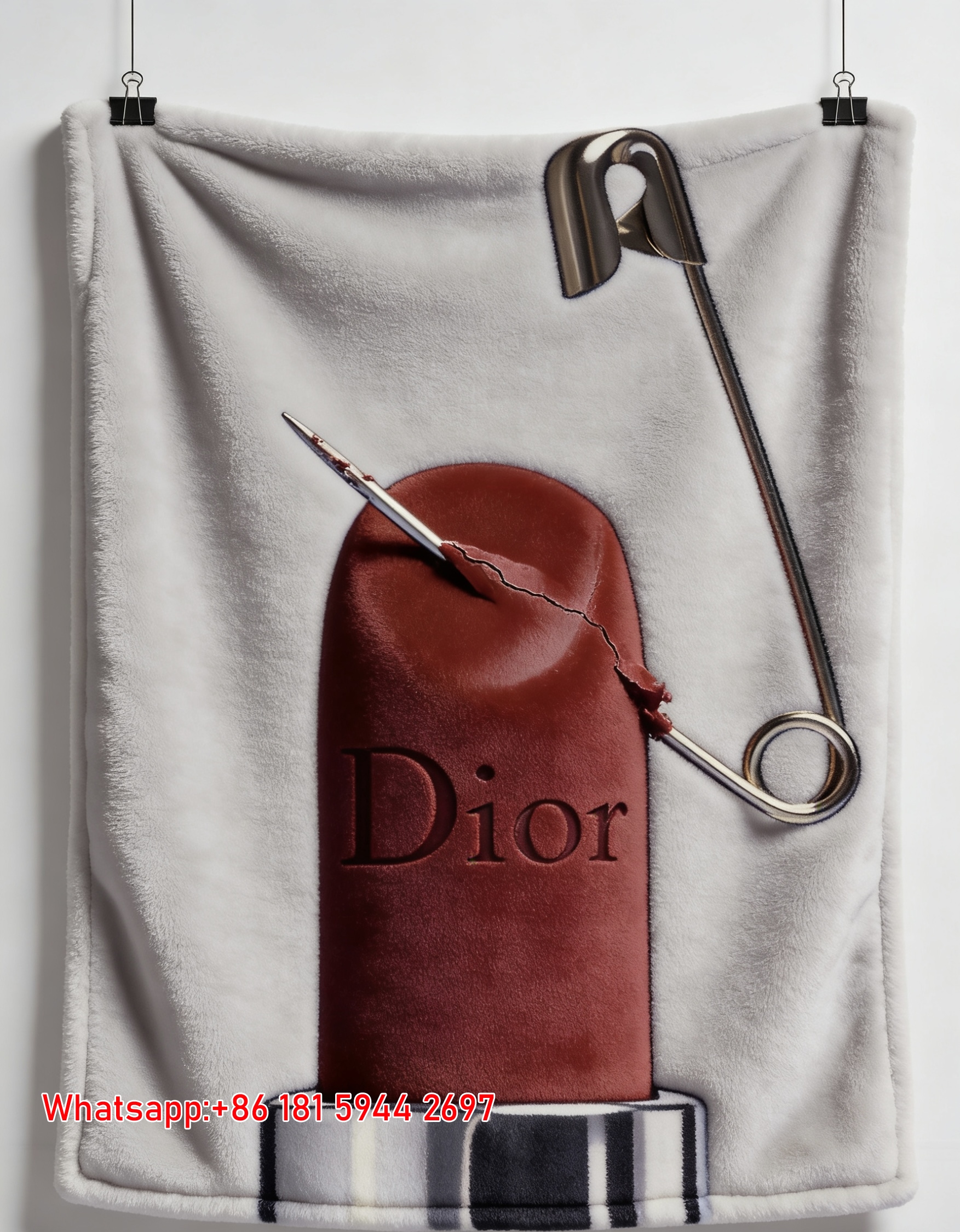 Dior Safety Pin Lipstick Flannel Sofa Throw Blanket D338